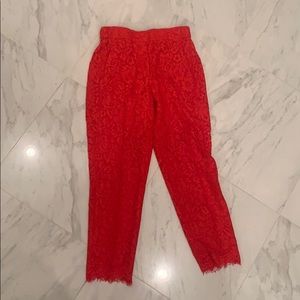 Red Lace J Crew High Waist Dress Pant